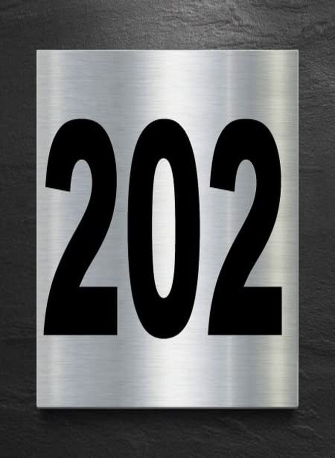RL Digital Units Number Plate 202 Room, Hotel, Hospital, Lodge,Apartment, Flat,Door No,College, Library, Rack Numbers Warehouse, Steel Brushed Type Color Steel Plate with PVC Waterproof Black Sticker - Image 2